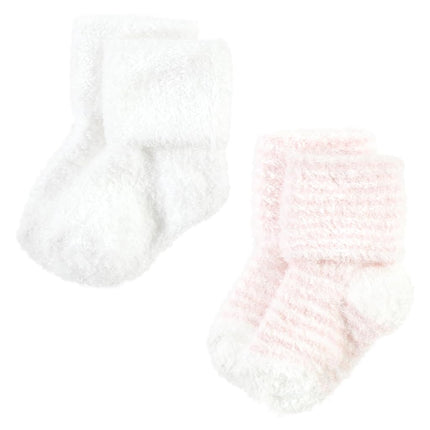 Hudson Baby Calcetines de Felpa y Algodón para Bebés Unisex, Corazón Rosa, 6-12 Meses