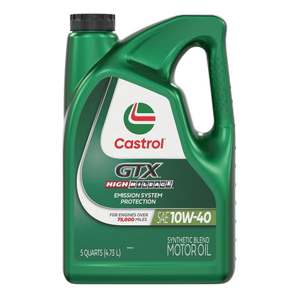 Castrol 03111 GTX High Mileage 10W-40 Motor Oil - 5 Quart