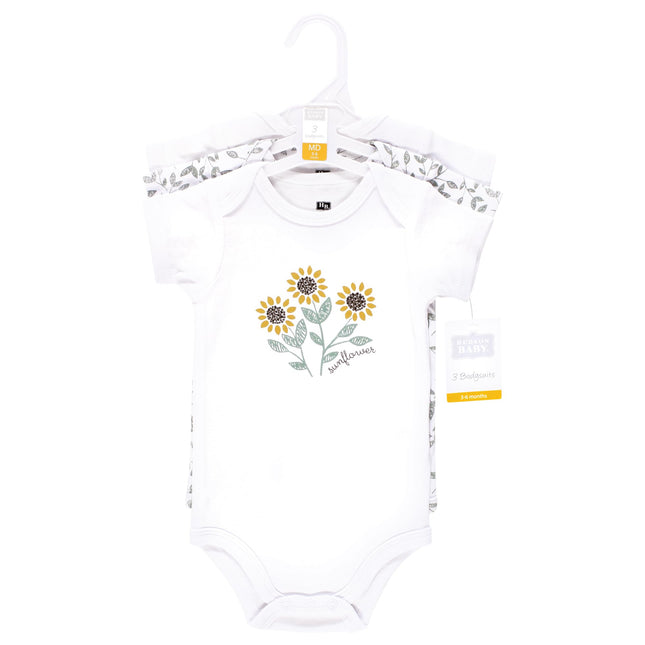 Hudson Baby Unisex Bodysuits de algodón para bebé, Girasol Amor, Recién nacido