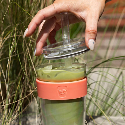 KeepCup Cold Cup, Reusable Iced Coffee Cup and Straw Tumbler with Spillproof Lid, Reusable Straw Included, BPA Free, Dishwasher Safe, 340ml 12oz California Shrimp