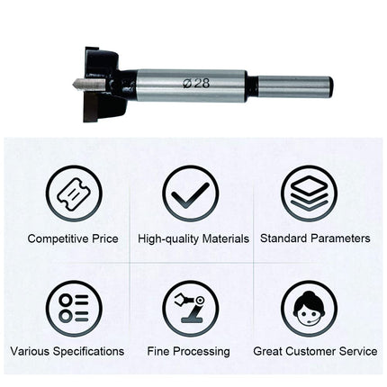 Forstner Drill Bits 28mm (1-3/32 inch) Tungsten Carbide Upgraded Version Higher Hardness Wood Hole Saw Auger Opener Woodworking Drilling Tool Wood Cutter