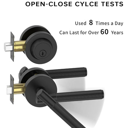 Asidrama Premium Black Zinc-Alloy Front Door Lock Set: Double Cylinder Deadbolt, Heavy Duty Security Handleset for Left/Right Exterior Doors, Universal Entry Locks (2 Pack)