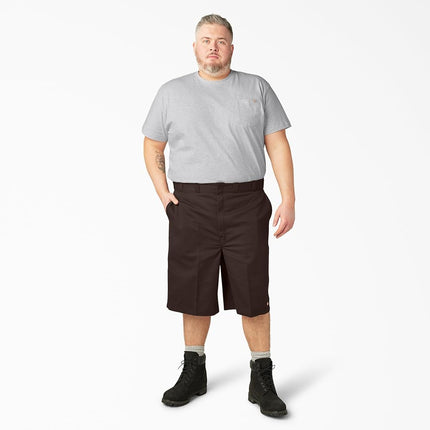 Pantalones Cortos de Trabajo Holgados Multibolsillos de 13 Pulgadas Dickies para Hombre, Marrón Oscuro, 42