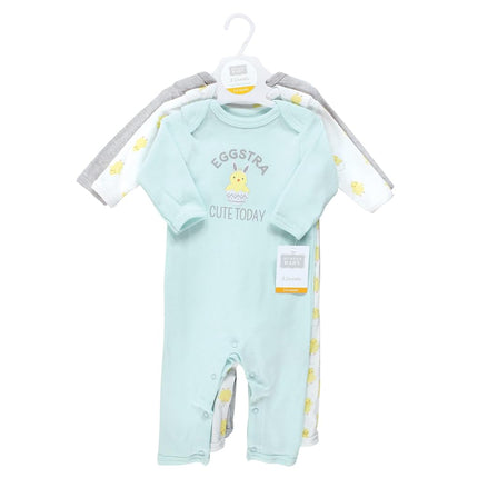 Hudson Baby baby-girls Cotton Coveralls, Eggstra Cute, 3-6 Months