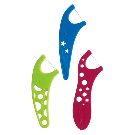GUM Crayola Hilo Dental Infantil con Flúor - Diseñado para Manos Pequeñas - Divertido Sabor a Uva - Palillos de Hilo Dental Fáciles de Usar para Niños Mayores de 3 Años, 75 unidades (Paquete de 6)