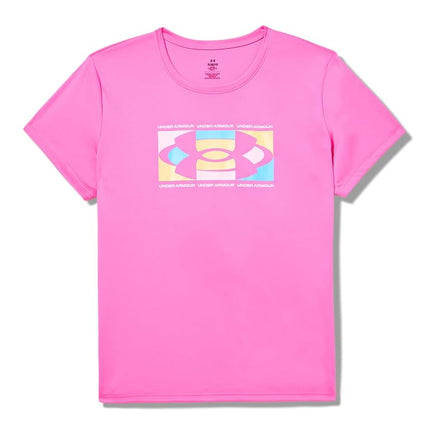 Camiseta de manga corta Under Armour Tech Big Logo para niña, (652) Rebel Pink / Pink, Small