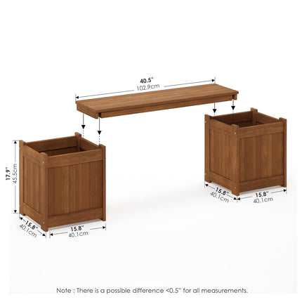 Furinno Hardwood Planter Box in Teak Oil, Wood, Natural, 182.12 (W) x 44.7 (H) x 28.96 (D) cm