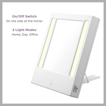 Espejo de Maquillaje Iluminado Conair con Aumento Localizado de 5X, Espejo de Tocador LED, Espejo de Aumento 1X/5X, Espejo de Mesa, con Cable, en Blanco Brillante