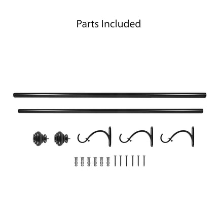 Decopolitan 278656836 1-Inch Urn Single Window Treatment Rod Set, 36 to 72-Inch, Antique Silver