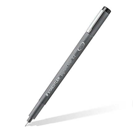 STAEDTLER 308 02-9 Pigment Liner Fineliner Pen for Writing & Technical Drawing - Black, 0.2mm (Box of 10)