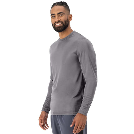 Hanes mensO482LLong Sleeve Cool Dri T-Shirt UPF 50+ (Pack of 2) Long Sleeve Shirt - Gray - XL