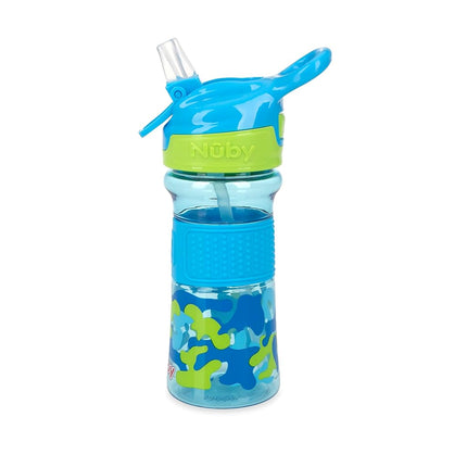 Gobelet antifuite avec bec souple Flip-It Nuby Thirsty Kids - 360 ml - 18 mois et plus - Aqua Camo - Essentiels pour la rentrée des classes