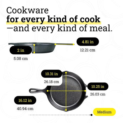 Lodge Pre-Seasoned Cast Iron Skillet Set - Set Includes 8 Inch Skillet, 10.25 Inch Skillet, and 12 inch Skillet - 3 Piece
