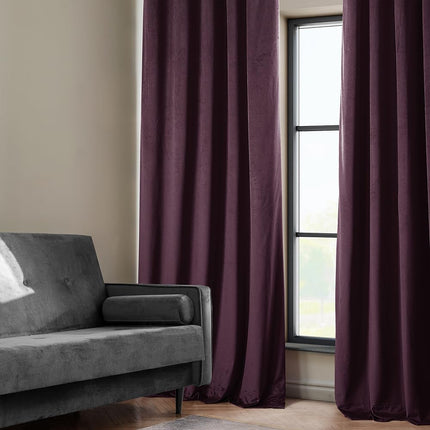 HPD Half Price Drapes Heritage Plush Velvet Curtains 108 Inches Long Room Darkening Curtains for Bedroom & Living Room 50W x 108L, (1 Panel), Winter Plum