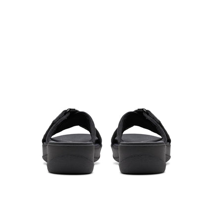 Clarks Women's Arla Wave Slide Sandal, Black Textile, 7.5 UK