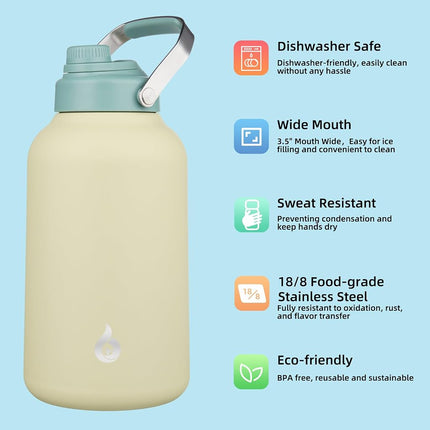 BJPKPK 1 Gallon Insulated Water Bottle, 128oz Stainless Steel Water Jug