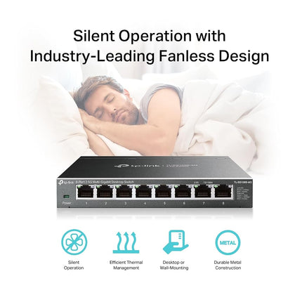 TP-Link TL-SG108S-M2 | 8-Port 2.5G Multi-Gigabit Unmanaged Network Switch, Ethernet Splitter | 2.5G Bandwidth | Plug & Play | Desktop/Wall-Mount | Fanless Metal Design | Limited Lifetime Protection