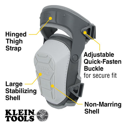 Klein Tools 60897 Knee Pads for Men and Women, Non-Marring, Heavy Duty Stabilizer Work Knee Pads, Adjustable Straps for Construction and Flooring