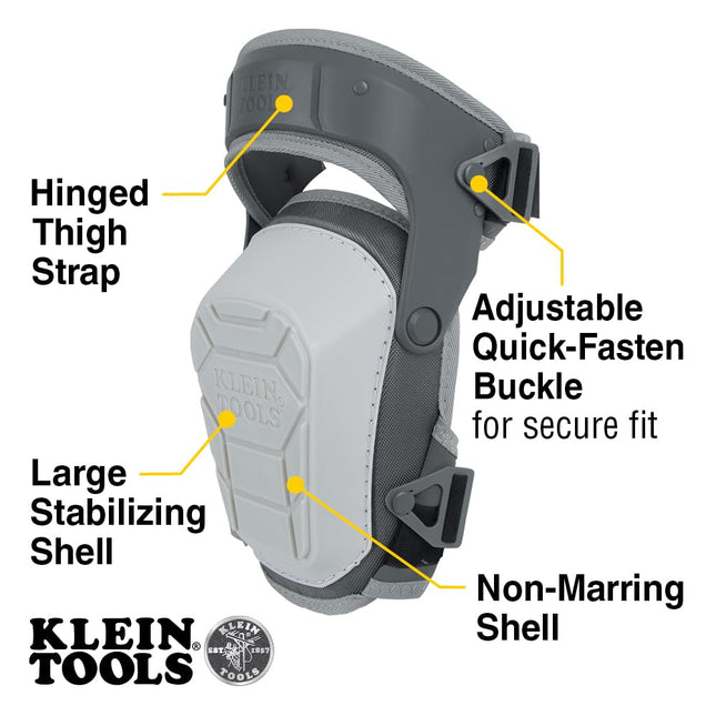 Klein Tools 60897 Knee Pads for Men and Women, Non-Marring, Heavy Duty Stabilizer Work Knee Pads, Adjustable Straps for Construction and Flooring