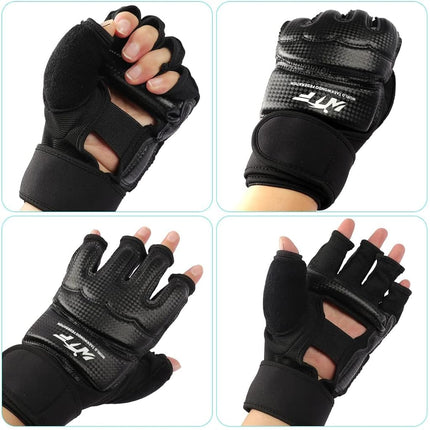 Punch Bag Training Gloves, LangRay Taekwondo Karate Gloves for Sparring Martial Arts Boxing Training for Adults and Kids,Black M