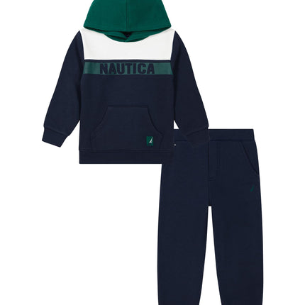Nautica boys 2pc Fleece Pant Set, Rain Forest/Mars