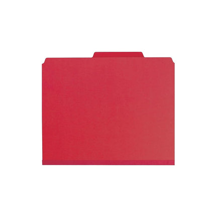 Smead Pressboard Classification File Folder with SafeSHIELD Fasteners, 2 Dividers, 2" Expansion, Letter Size, Bright Red, 10 per Box (14031)