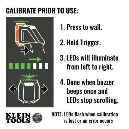 Klein Tools ESF100 Electronic Stud Finder and Wall Scanner with Bubble Level, for Wood and Metal Studs, Bright Green LEDs, Batteries Included
