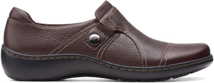 Clarks Women's Cora Poppy Loafer, Dark Brown Tumbled, 7 Narrow