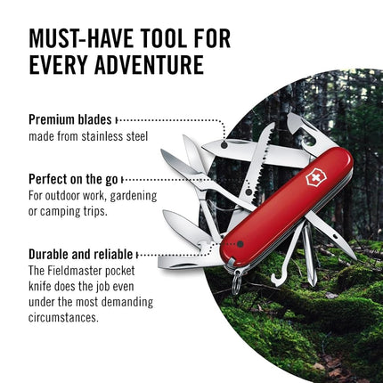 Victorinox Swiss Army Pocket Knife Fieldmaster with 15 Functions, Red