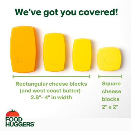 Food Huggers Cheese Huggers Set of 4 Reusable Silicone Savers | Cheese Paper Alternative | Store Cheddar, Swiss, Colby Jack and More