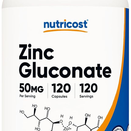 Nutricost Zinc Gluconate 120 Veggie Capsules (50mg