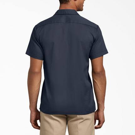 Dickies Men's Flex Slim Fit Short Sleeve Work Shirt, Dark Navy, XXL