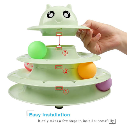 UPSKY Cat Toy Roller 3-Level Turntable Cat Toy Balls with Six Colorful Balls Interactive Kitten Fun Mental Physical Exercise Puzzle Toys