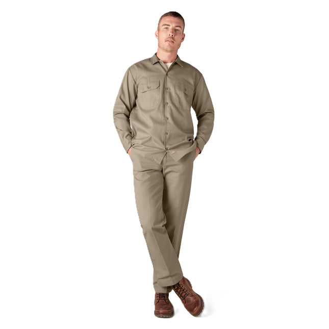 Dickies Mens Long Sleeve Work Shirt, Desert Sand, 