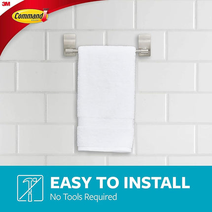 Command Hand Towel Bar, Satin Nickel Finish and 4 Water-Resistant Strips