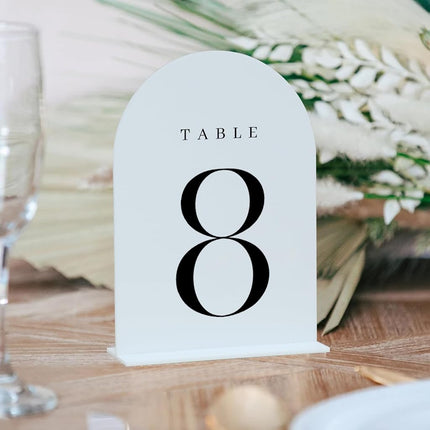 JINMURY White Arch Table Numbers for Wedding, 20 Pack 5"x7" White Arch Acrylic Table Numbers 1-20 with stand, Perfect for Wedding Event Reception