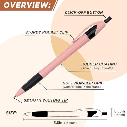 Sikao Pens Bulk, 60 Pack Morandi Gripped Slimster Ballpoint Pens, Black Ink 1.0mm Medium Point, Cute Aesthetic Bulk Pens Suitable for Office, School Supplies, Teachers Women Collger Girls Gifting