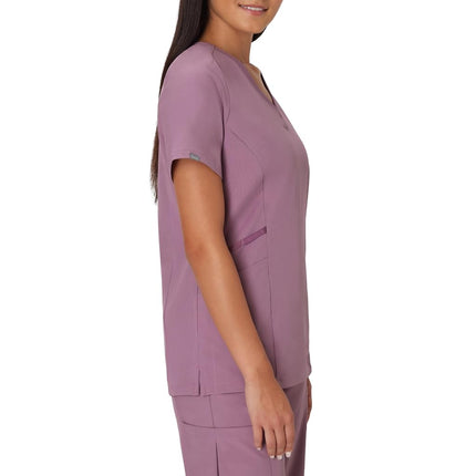Hanes Women's Healthcare Top, Moisture-Wicking Stretch Scrub Shirts, Ribbed Side Panels, Purple Mauve, XXL