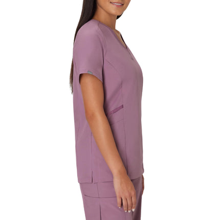 Hanes Women's Healthcare Top, Moisture-Wicking Stretch Scrub Shirts, Ribbed Side Panels, Purple Mauve, 3XL