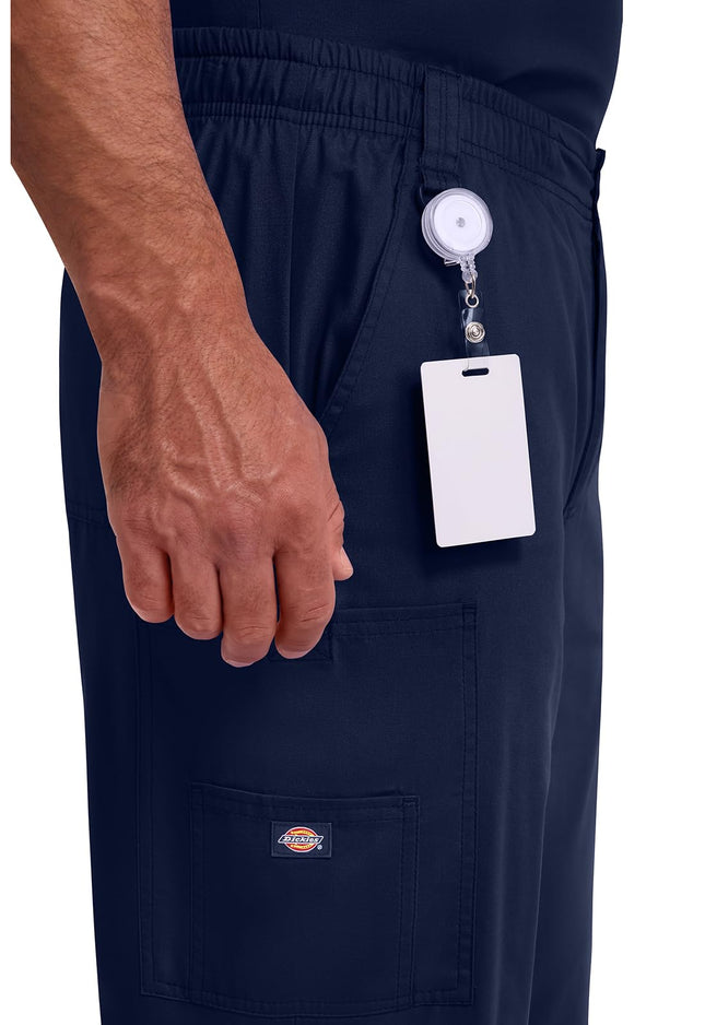 Dickies Men's Pull-On Pant with 7 Pockets Elastic Waistband with Button Closure 81006, Navy, Large