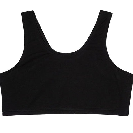 Fruit of the Loom Sujetador deportivo de algodón grande para niñas, Negro/Blanco/Gris Jaspeado-Paquete de 3, 36