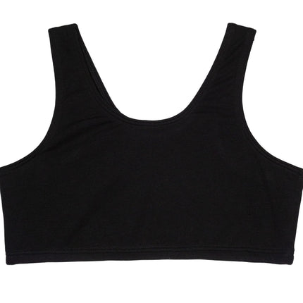 Fruit of the Loom Girls' Big Cotton Built-up Sport Bra, Black/White/Grey Heather-3 Pack, 28