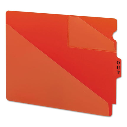 Smead End Tab Poly Out Guide, Two-Pocket Style, Center Position Tab, Extra Wide Letter Size, Red, 50 per Box (61960)