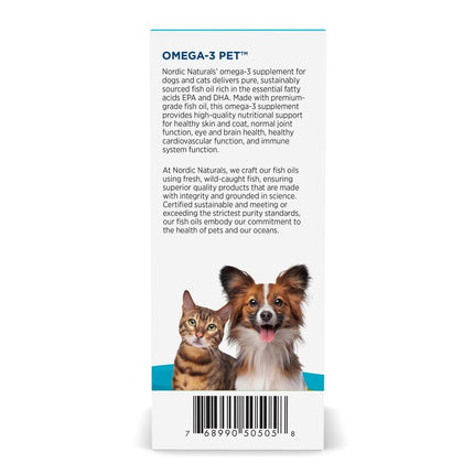 Nordic Naturals Omega 3 Pet - Fish Oil Liquid for Cats and Small Dogs, Omega-3s,EPA and DHA Supports Skin, Coat, Joint and Overall Health in Triglyceride Form for Optimal Absorption, 2 Ounces