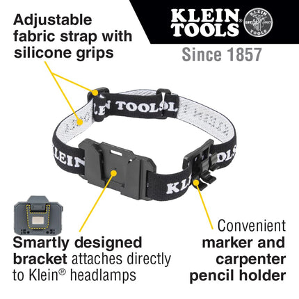 KLEIN TOOLS 56060 Headlamp Bracket and Fabric Strap, Marker, Carpenter Pencil Holder, for Klein Removable Headlamp, for Work and Outdoor