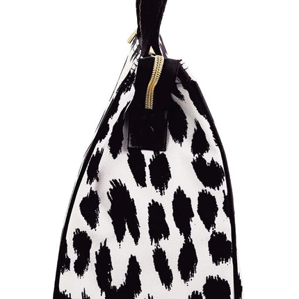 kate spade new york Cute Lunch Bag for Women, Large Capacity Lunch Tote, Adult Lunch Box with Silver Thermal Insulated Interior Lining and Storage Pocket (Modern Leopard)
