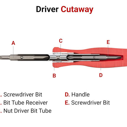 TEKTON 6-in-1 Multi-Bit Driver Set, 4-Piece (Phillips, Slotted, Torx, Square) | DMS91002