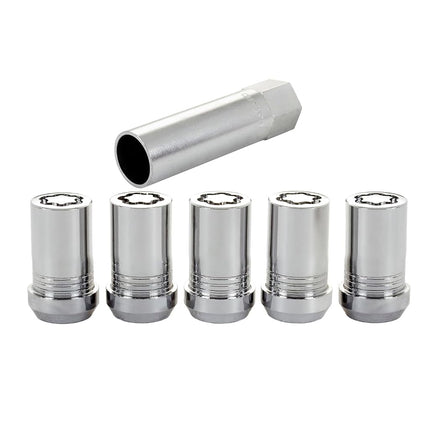 McGard Wheel Lock, Premium, 14 mm x 1.50 Thread, Cone Seat, Closed End, Key Included, Steel, Chrome, Set of 5 (25515)