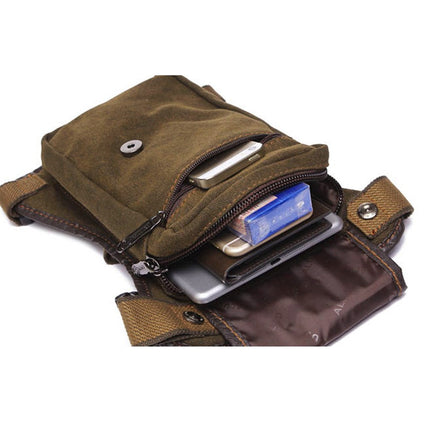 Canvas Motorcycle Drop Leg Bag for Men Women Travel Outdoor Tactical Hiking Climbing Cycling Thigh Waist Pack Fanny Pouch