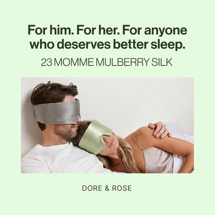 Dore & Rose Deep Sleep Mask for Women and Men - 23 Momme Mulberry Silk Eye Mask for Sleeping and Travel, 100% Blackout, Adjustable Strap, Cooling Soft Black Silk Eyemask Award-Winning Luxury